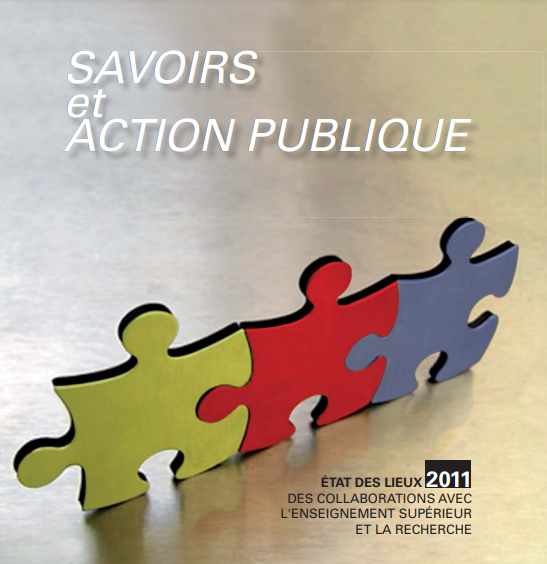 Extrait de la première page de l'étude "Savoirs et action publique : Etat des lieux 2011 des collaborations avec l'enseignement Supérieur et la Recherche"